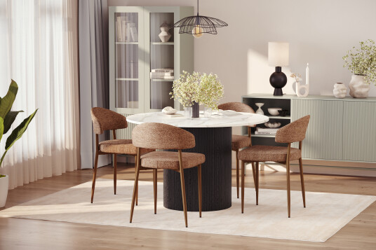 Scandinavian Choice Uppveda Spisebord 120 cm Rund med 4 stk Jairam Matstkolar Svart/Hvit
