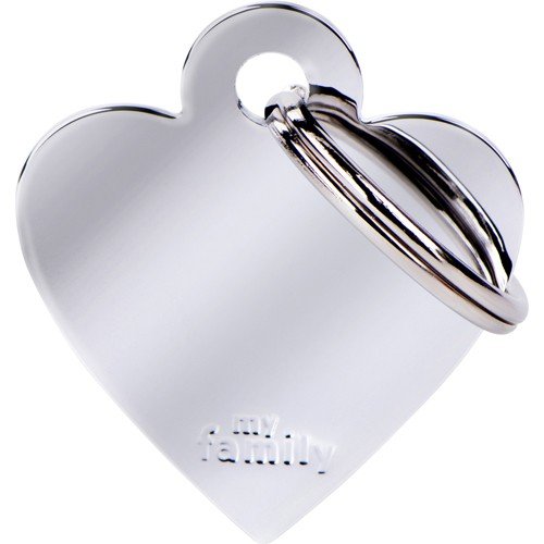 Myfamily Hjerte ID-tag Aluminium 37x32 mm - Sølv til Hundehalsbånd