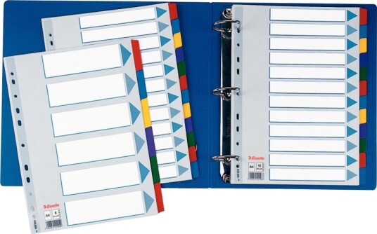 Esselte Inndeler 6 Deler For A4 210 X 297 Mm Med Fliker Hvit
