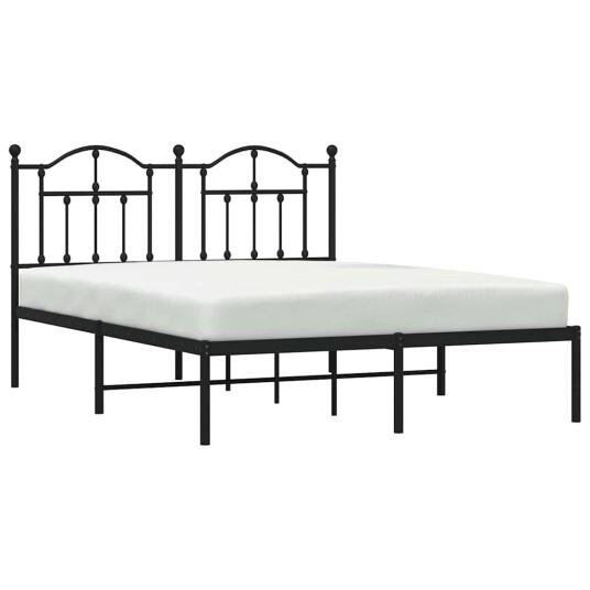 vidaXL Sengeramme i metall med hodegavl svart 135x190 cm