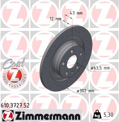 Bremseskive ZIMMERMANN 610.3727.52