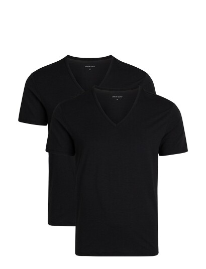 URBAN QUEST 2-Pack Men Bamboo V-Neck Undershirt - Black - XL
