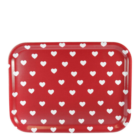 Mellow Design Bordbrikke 27x20 cm hjerter rød/hvit Mellow Design Bordbrikke 27x20 cm hjerter rød/hvit