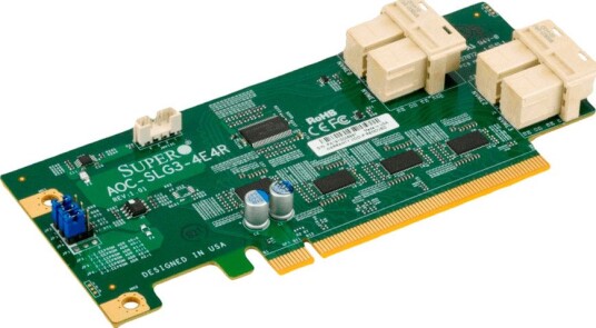 Supermicro AOC-SLG3-4E4R-O PCIe-kort 12,8Gbps SATA/SAS/NVMe Supermicro AOC-SLG3-4E4R-O PCIe-kort 12,8Gbps SATA/SAS/NVMe