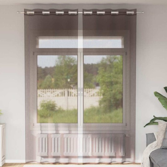 Voilegardiner med grommets 2 stk brun 140x300 cm 8721158550866