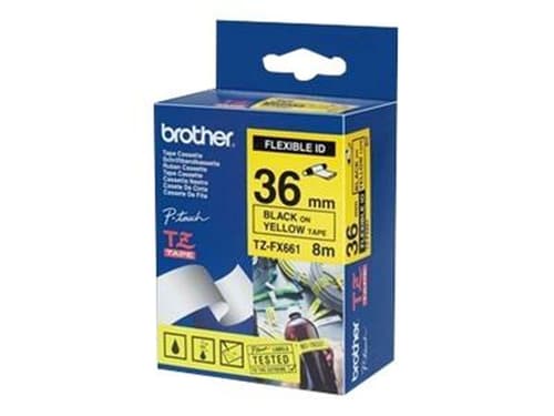 Brother Tape 36mm Tze-fx661 Svart/gul Fleksibel