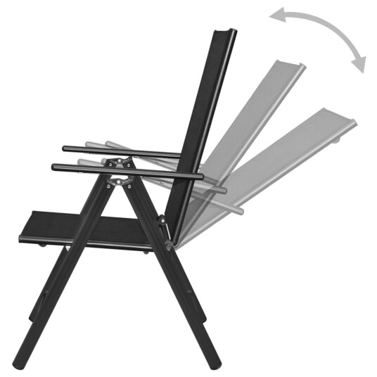 vidaXL Sammenleggbare hagestoler 4 stk aluminium og textilene svart vidaXL Sammenleggbare hagestoler 4 stk aluminium og textilene svart