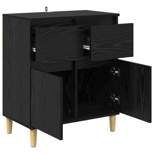 Serviesskap med skuff Svart Eik 60 x 35 x 70 cm Konstruert tre Serviesskap med skuff Svart Eik 60 x 35 x 70 cm Konstruert tre