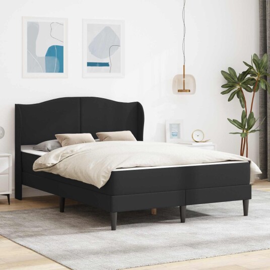 Sengestamme med hodegjerde Svart 120 x 200 cm Kunstlær