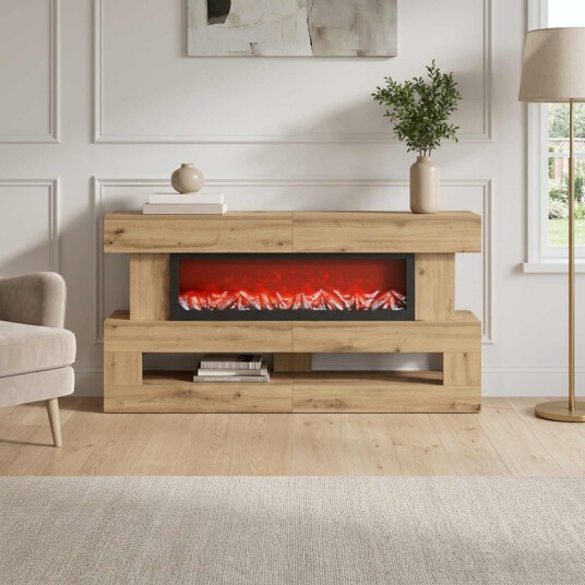 vidaXL Elektrisk peis Artisan eik 150 x 21 x 77 cm Konstruert tre