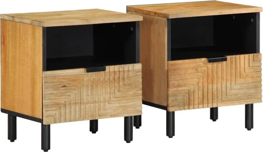 Nattbord 2 stk brun 40x33x46 cm heltre mango 8721158448200