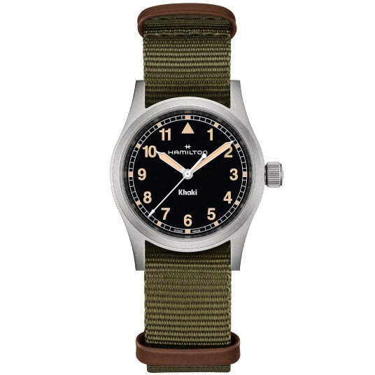 Hamilton Dameklokke H69301930 Khaki Field Sort/Tekstil Ø33 mm