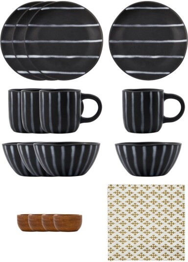 House Doctor Line brunchsett 16 deler Svart brun House Doctor Line brunchsett 16 deler Svart brun