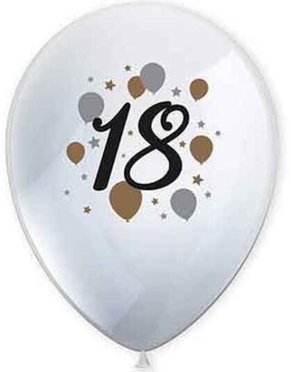 18 år 6 Stk Hvite Jubileum Ballonger 27,5 cm