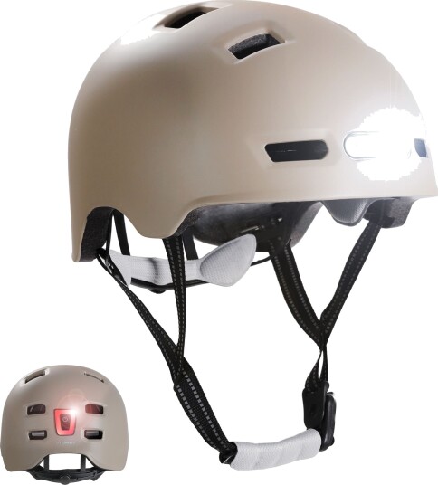 Crazy Safety Urban bicycle and skater helmet with front and rear lights Sand M 54 57cm CS240201 Crazy Safety Urban bicycle and skater helmet with front and rear lights Sand M 54 57cm CS240201