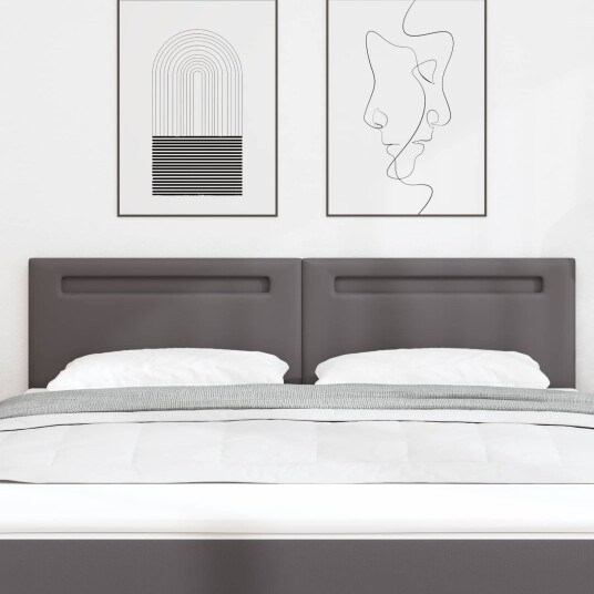 Hodegjerde Enkelt Design Grå 180 cm Kunstskinn Hodegjerde Enkelt Design Grå 180 cm Kunstskinn
