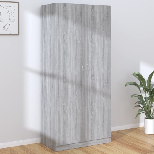 vidaXL Garderobe grå sonoma 90x52x200 cm konstruert tre vidaXL Garderobe grå sonoma 90x52x200 cm konstruert tre