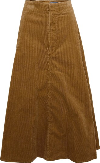 Polo Ralph Lauren Corduroy A Line Midi Skirt TAN 40