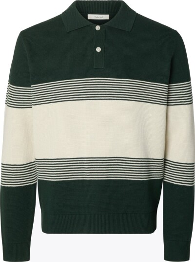 Selected Homme Dane Long Sleeve Knit Stripe Polo Grønn XL