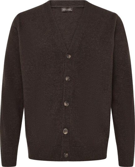 Oscar Jacobson Eduardo Cardigan BROWN FLANNEL 3XL