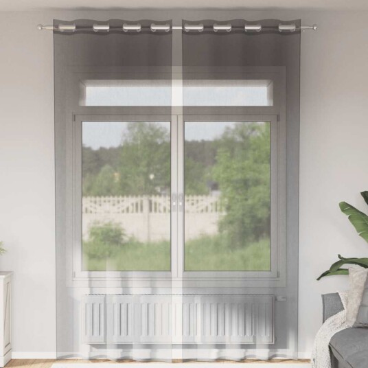 Voilegardiner med grommets 2 stk mørkegrå 140x260 cm 8721158550972