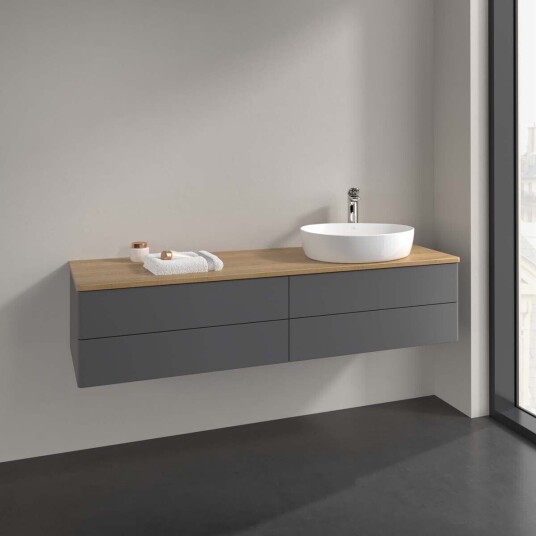 Villeroy & Boch Antao Servantskap med 4 skuffer 160x50x36 cm m/lys Antrasitt/Eik