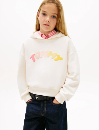 Tommy Hilfiger Tommy Puff Print Hoodie Cream 122 Tommy Hilfiger Tommy Puff Print Hoodie Cream 122