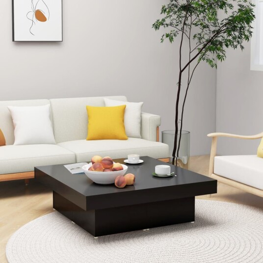 vidaXL Salongbord svart 90x90x28 cm sponplate vidaXL Salongbord svart 90x90x28 cm sponplate