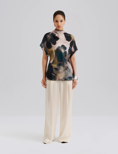 Malina Otilia Draped Half Polo Top - Multi/patterned - XS