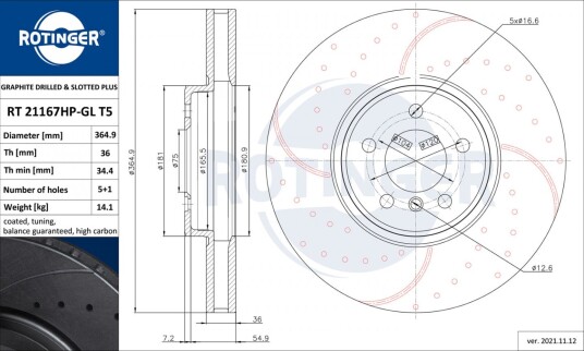 Bremseskive ROTINGER RT 21167HP GL T5