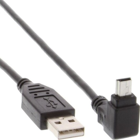 Inline® Usb 2.0 Minikabel A Plugg Til Mini B 5 Pols 90° Vinklet Svart 3 M 31430