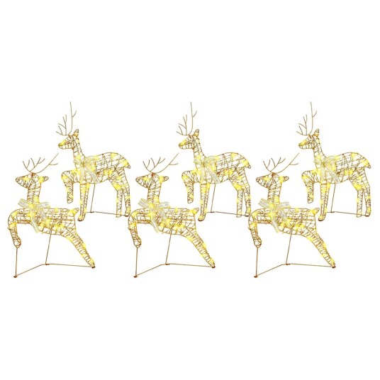  LED Reinsdyr med 180 LED 6 pcs Gull 64 x 42 x 15 cm PET