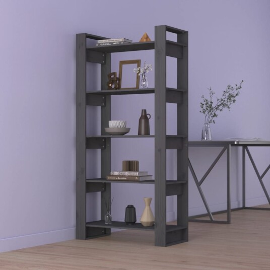 vidaXL Bokhylle/romdeler gr? 80x35x160 cm heltre