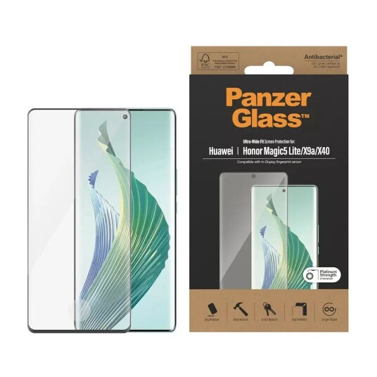 PanzerGlass Honor Magic5 Lite PanzerGlass Ultra Wide Fit Skjermbeskyttelsesglass - Platinum Strength - Svart Kant