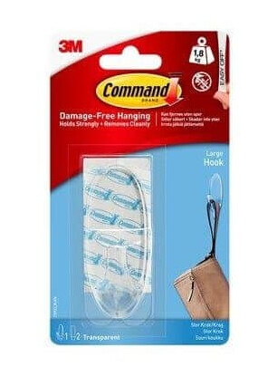Command gjennomsiktig stor krok 1,8 kg 1 krok 2 strimler
