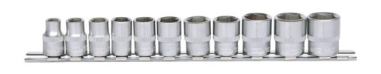 Ks Tools 911.0608, Støpselsett, 3/8", 11 Hoder, Kromvanadiumstål, Din 3120, Iso 1174, Din 3124, Iso 2725, 750 G