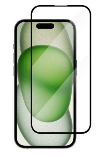 Herdet skjermbeskytter med svart ramme for iPhone 15 Plus