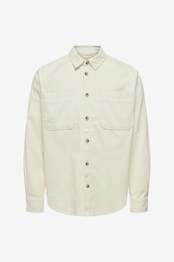 ONLY & SONS - Manchester-skjorte onsAlp Rlx 2pkt Washd Cord LS Shirt - Hvit