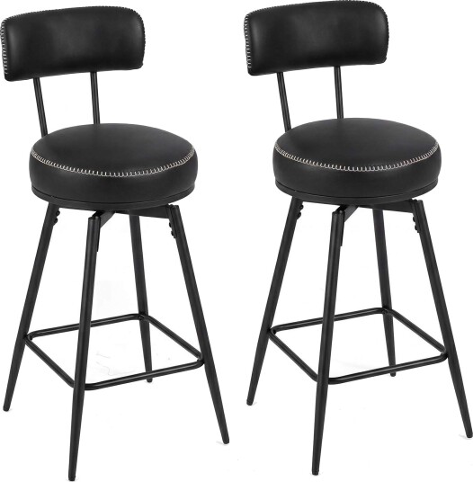 Svingbare barkrakker sett med 2 – svart polstret ergonomisk
