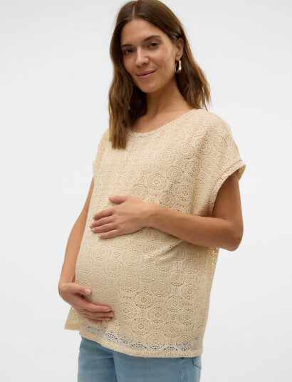 Vero Moda Maternity Vmmmaya Ava Ss Top Jrs - Cream - S
