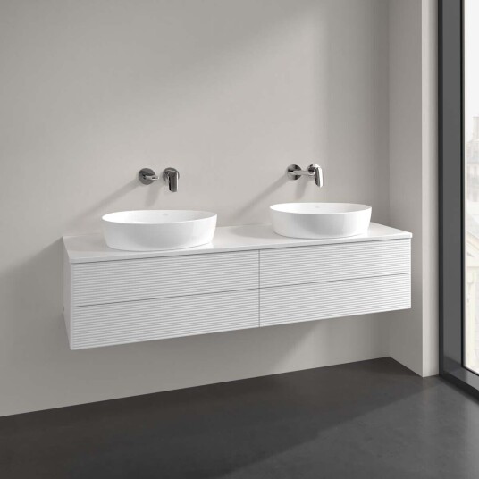 Villeroy & Boch Antao Servantskap med 4 skuffer 160x50x36 cm u/lys Hvit Høyglans Villeroy & Boch Antao Servantskap med 4 skuffer 160x50x36 cm u/lys Hvit Høyglans