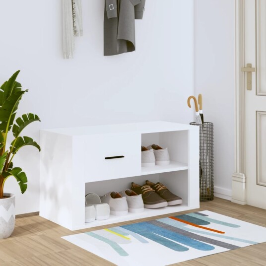 vidaXL Skoskap hvit 80x35x45 cm konstruert tre vidaXL Skoskap hvit 80x35x45 cm konstruert tre