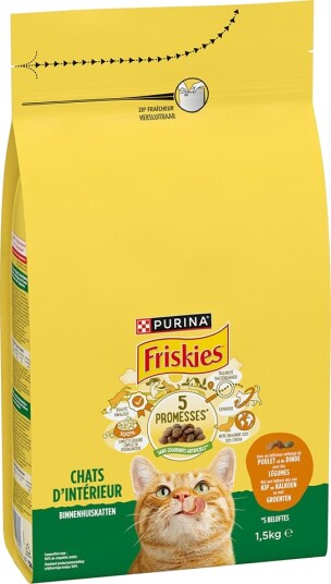 Friskies Tørrfôr Purina Indoor Cat Med Og Grønnsaker Kylling Kalkun 1.5 kg
