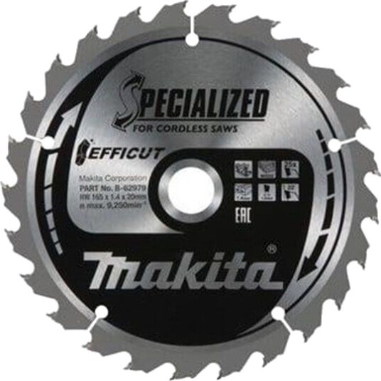 Makita Efficut 165 mm Sirkelsagblad for Tre med 25 Tenner Makita Efficut 165 mm Sirkelsagblad for Tre med 25 Tenner