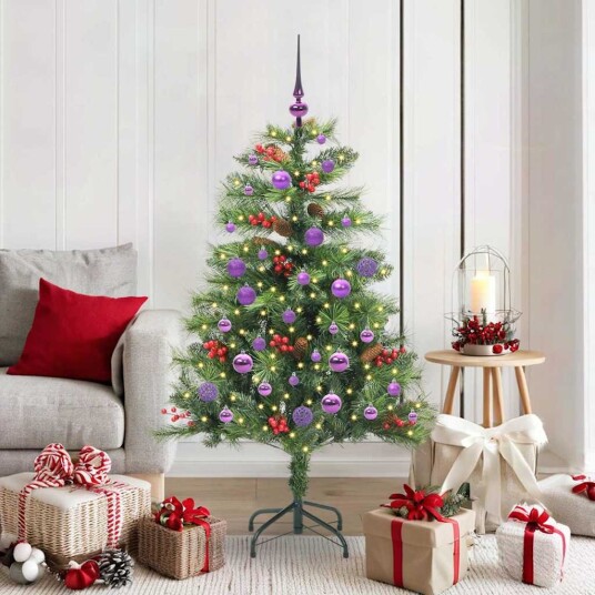 vidaXL Kunstig juletre med LED -stripelys grønn 150 cm PVC og metall
