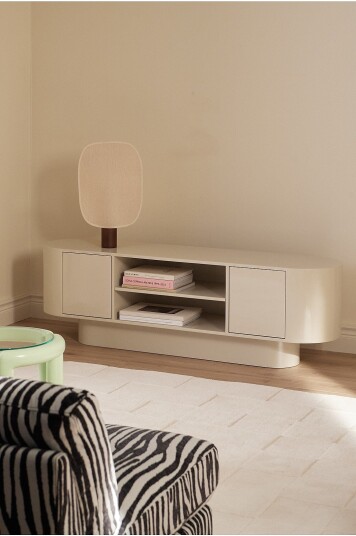 Ellos Home   TV benk High Gloss Low   Beige