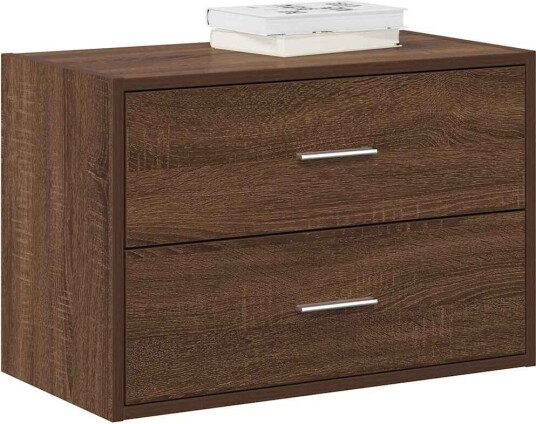 Skap med 2 skuffer brun eik 60x31x40 cm konstruert tre 8721158577122