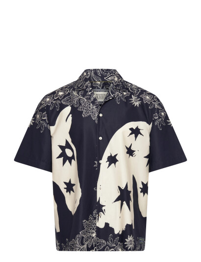Scotch & Soda Printed Lyocell Relaxedfit Shortsleeved Shirt Navy M