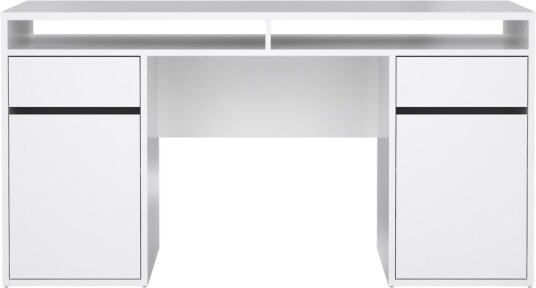 FunctionPlus skrivebord 2 dører skuffer hvit høyglans.
