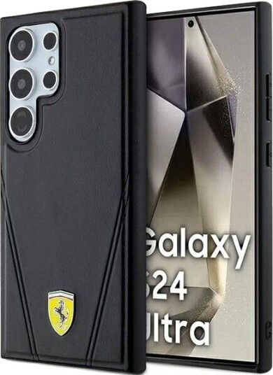 Ferrari MagSafe-deksel for Samsung Galaxy S24 Ultra, Svart, Hot Stamp V Lines